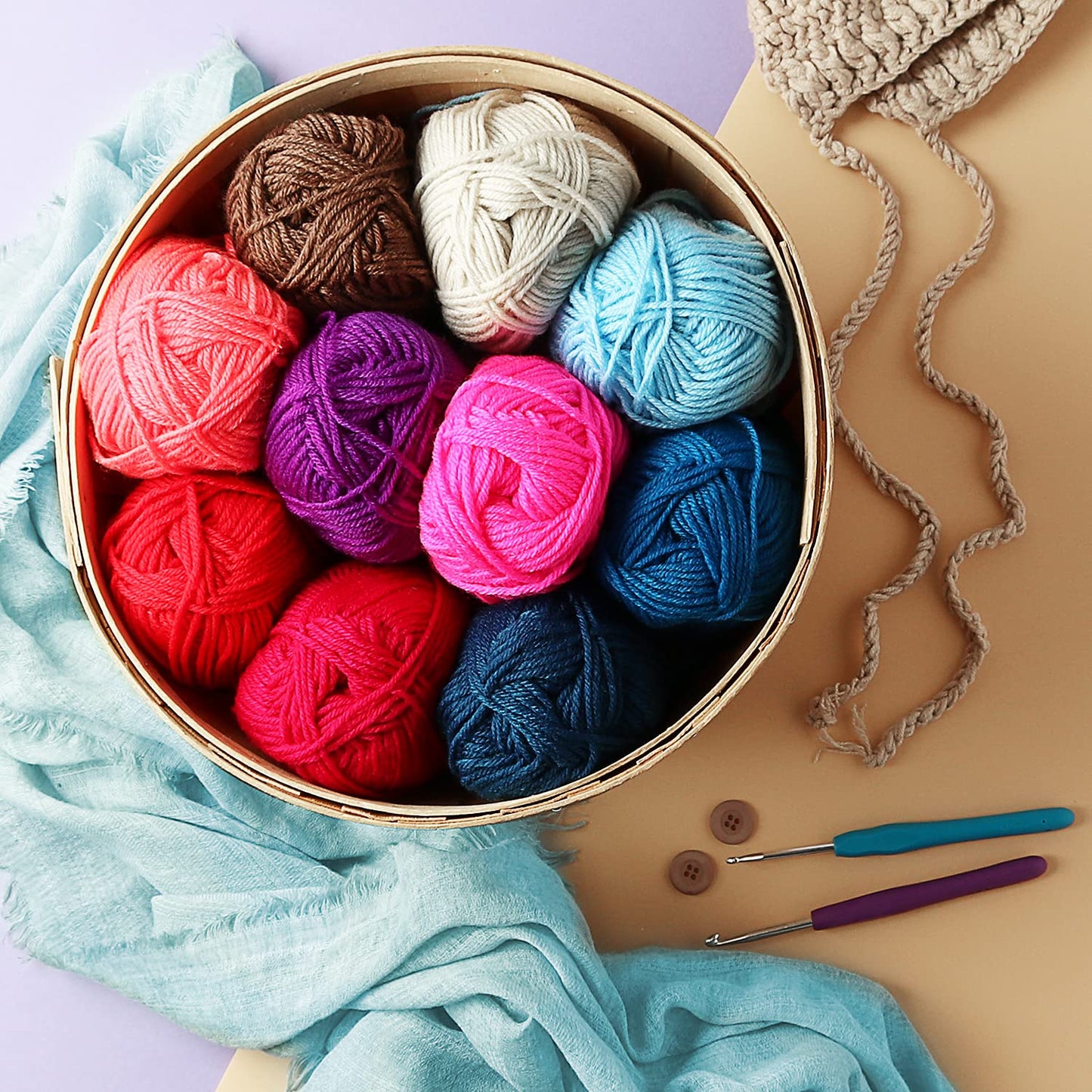 73 Piece Crochet Kit for Beginners Adults and Kids, Premium Crochet Set with 21 Crochet Hooks Set and 1500 Yards of Yarn for Crocheting Kit, Canvas Tote Bag and Lots More