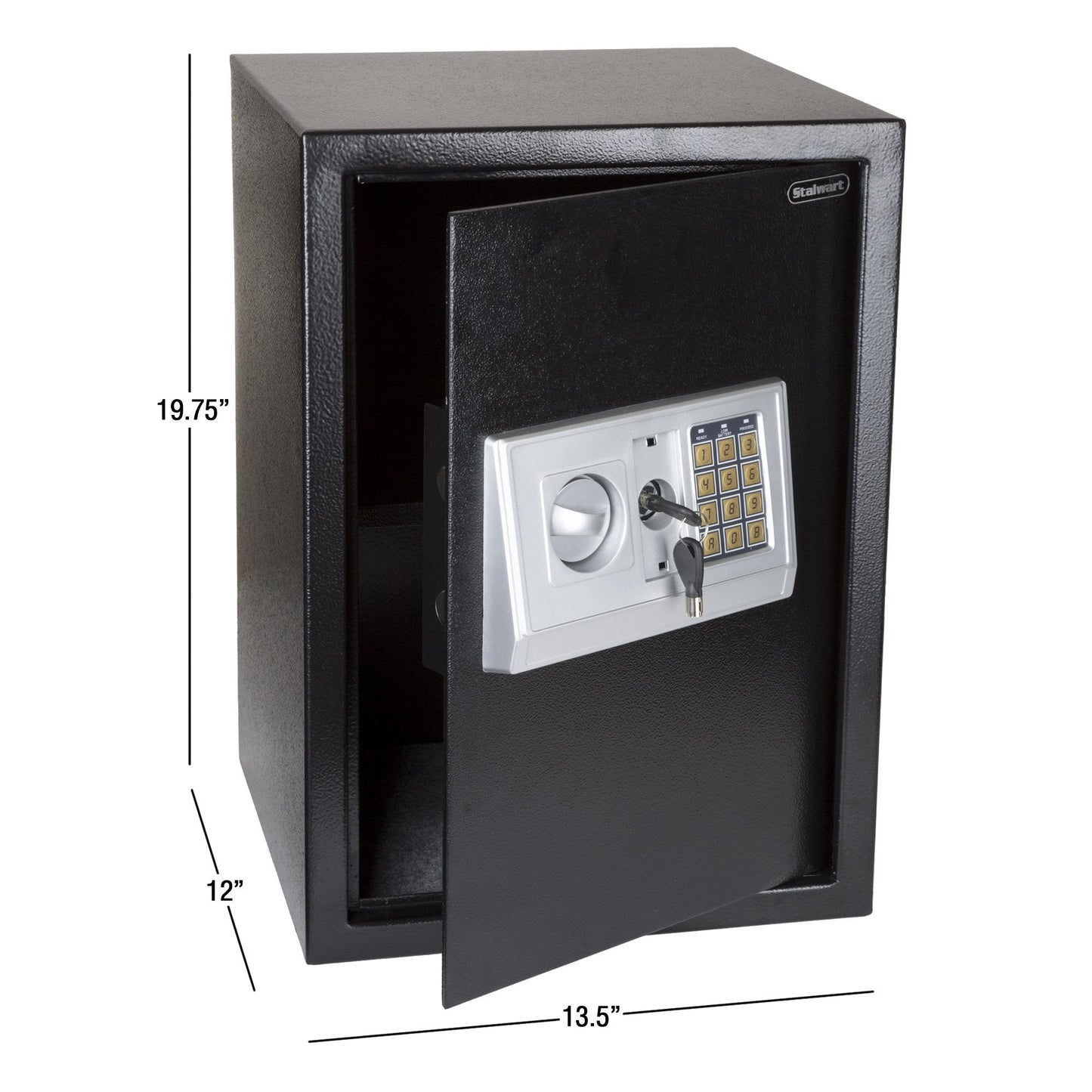 Digital Safe - Electronic Steel Safe with Keypad and Manual Override Keys - Protect Money, Jewelry, Passports - For Home, Business by Stalwart (Black)