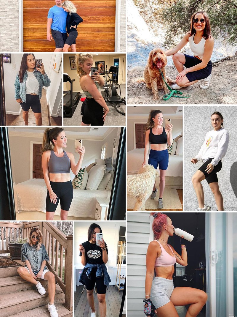 baleaf Biker Shorts Women Yoga Gym Workout Spandex Running Volleyball Tummy Control Compression with Pockets 5" 2-Pack Black/Navy Blue XXL