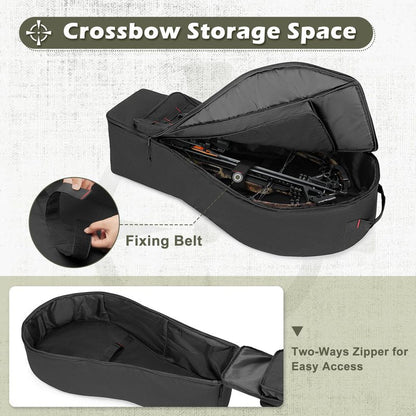 DSLEAF Soft Compound Bow Case, Padded Crossbow Case with Arrow Pocket and Backpack Straps, Tactical Archery Bow Carrier Bag with Multiple Pockets for Bolts, Quivers, and Other Essentials