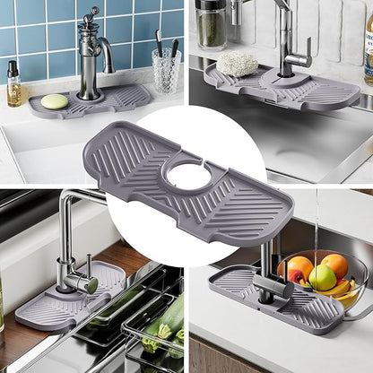 Faucet Mat for Kitchen Sink，6° Slope Sink Splash Guard，Splash Guard for Kitchen