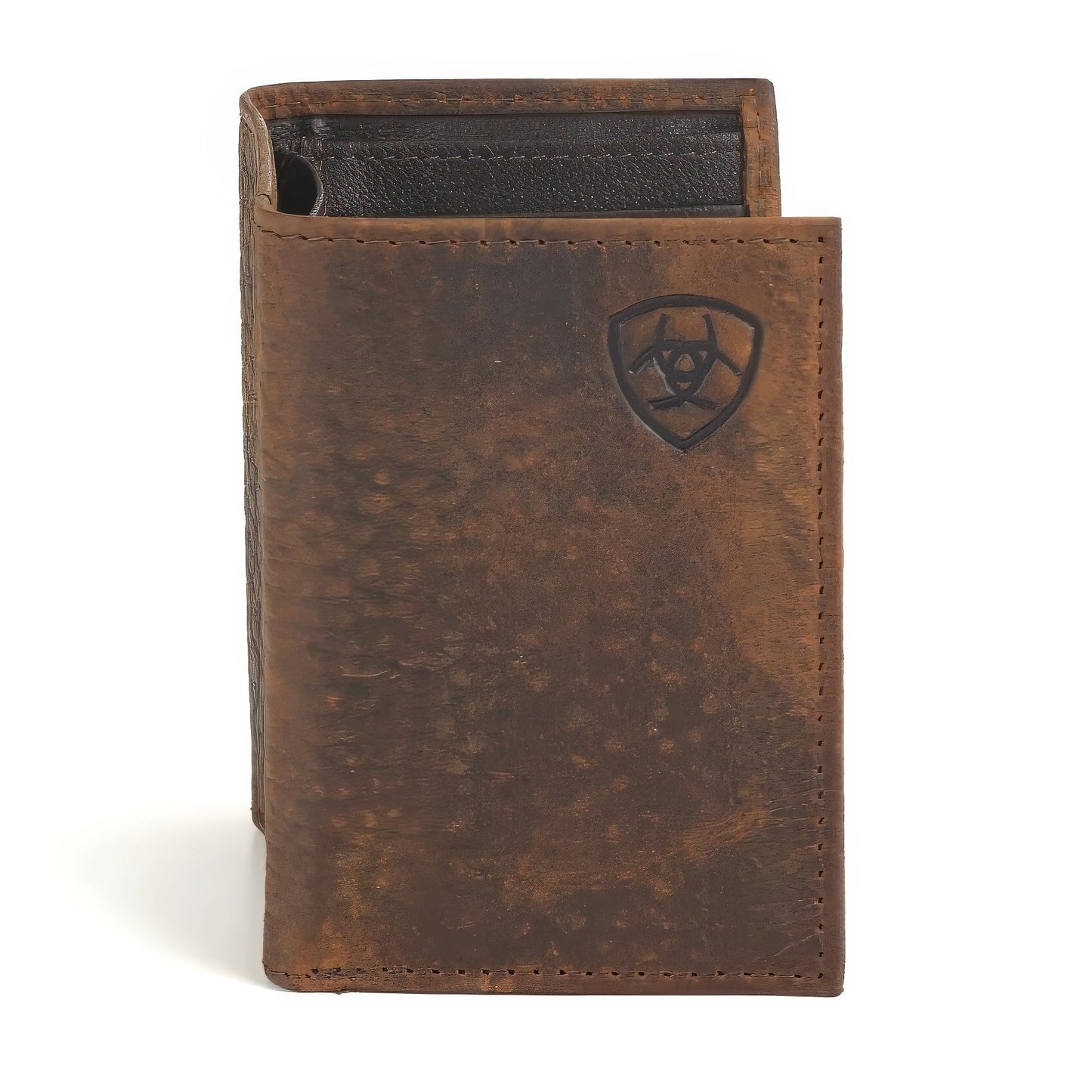 ARIAT Trifold Wallet Emboss Corner Logo Brown One Size
