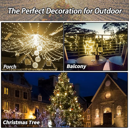 2 Pack Solar String Lights Outdoor, 200 LED Extra-Long 72FT Solar Powered Lights with 8 Lighting Modes, Waterproof Outdoor Lighting Decoration for Garden, Patio, Balcony, Xmas, Wedding, Party