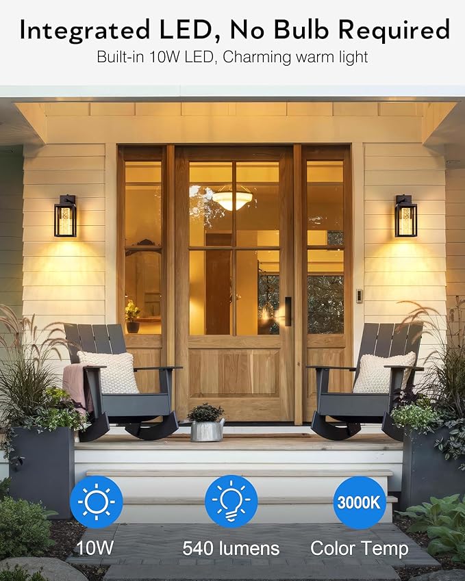 VIANIS Oil Rubbed Bronze Dusk to Dawn Outdoor Light Fixture for House, Farmhouse Exterior Wall Sconce Lantern for Porch, Anti-Rust Outside Garage Lights Wall Mount with Integrated 10W LED Light Source