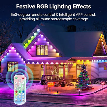 Permanent Outdoor Lights for House, 120ft 72 LEDs Smart RGB&IC LED Eaves Light, 212 Scene Modes, Alexa & Google Assistant Compatible, Daily Party Halloween Christmas Accent Lighting