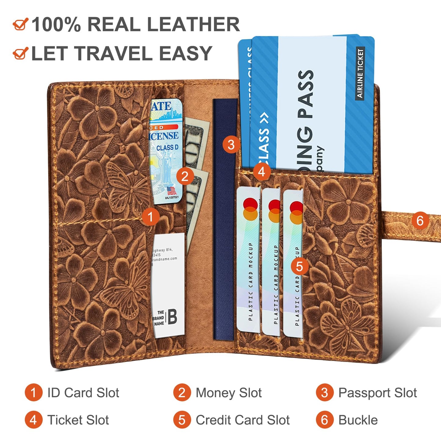 Thryxop Genuine Leather Passport Holder for Women Men - RFID Blocking Slim Travel Wallet，Brown
