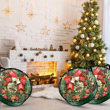6 PCS Clear Wreath Storage Bag, 24x8 Inch Christmas Wreath Storage Container, PVC+PE Wreath Protector with Handle for Xmas Holiday Seasonal Wreath Garland (Green)