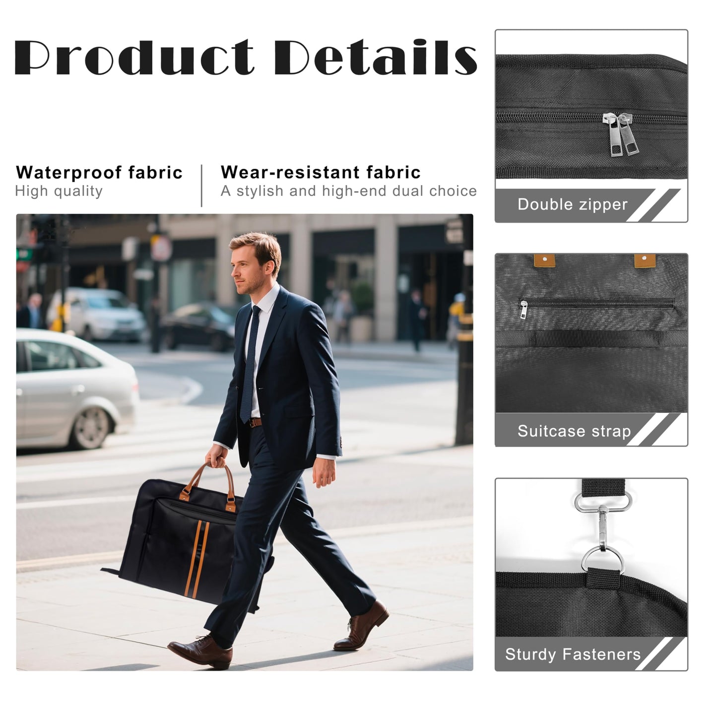 Beiskll Garment Bags for Travel, Large Carry On Suit Bag for Hanging Clothes, Waterproof & Wrinkle Free with Shoulder Strap for Business, for Men and Women (Black)