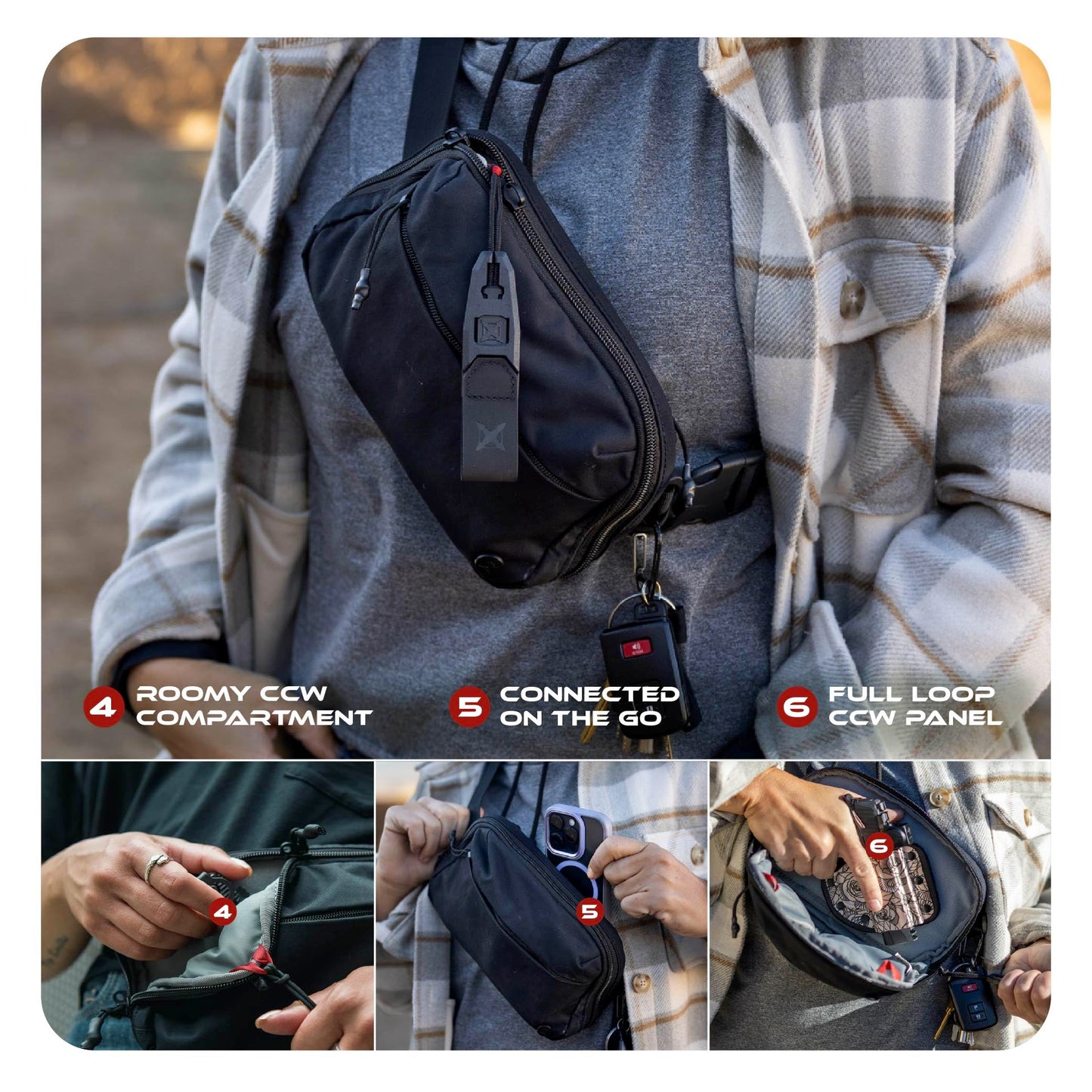 Vertx Everyday Tactical Fanny Pack 2.0-100% Nylon Fanny Pack for Men and Women with CCW-Ready Design and Rapid Access Tab - It's Black - 2L
