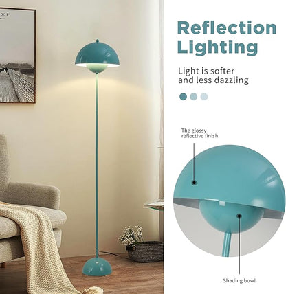 Modern Flowerpot Floor Lamp for Living Room, Industrial Tall Standing Lamp for Bedroom, Metal Shade Reflecting Light Reading Floor Lamp for Bedroom, Nursery Room, Corner(Light Blue)