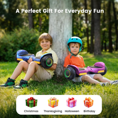 Gyroor Self Balancing Scooter New G13 All Terrain Balancing Scooter with LED Lights, Self Balancing Off Road with Bluetooth for Kids ages 6-12 and Adults-Galaxy Purple
