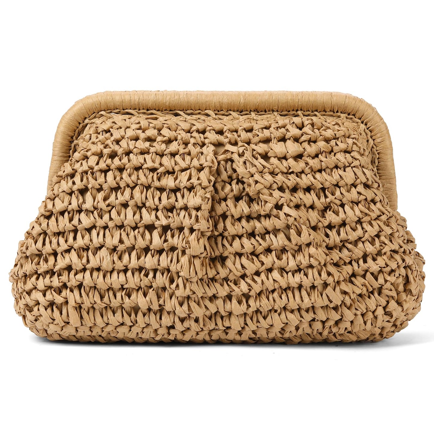 RNIEGA Straw Clutch Purses for Women Cloud Dumpling Pouch Straw crossbody Handbag Summer Beach Woven Shoulder Bags