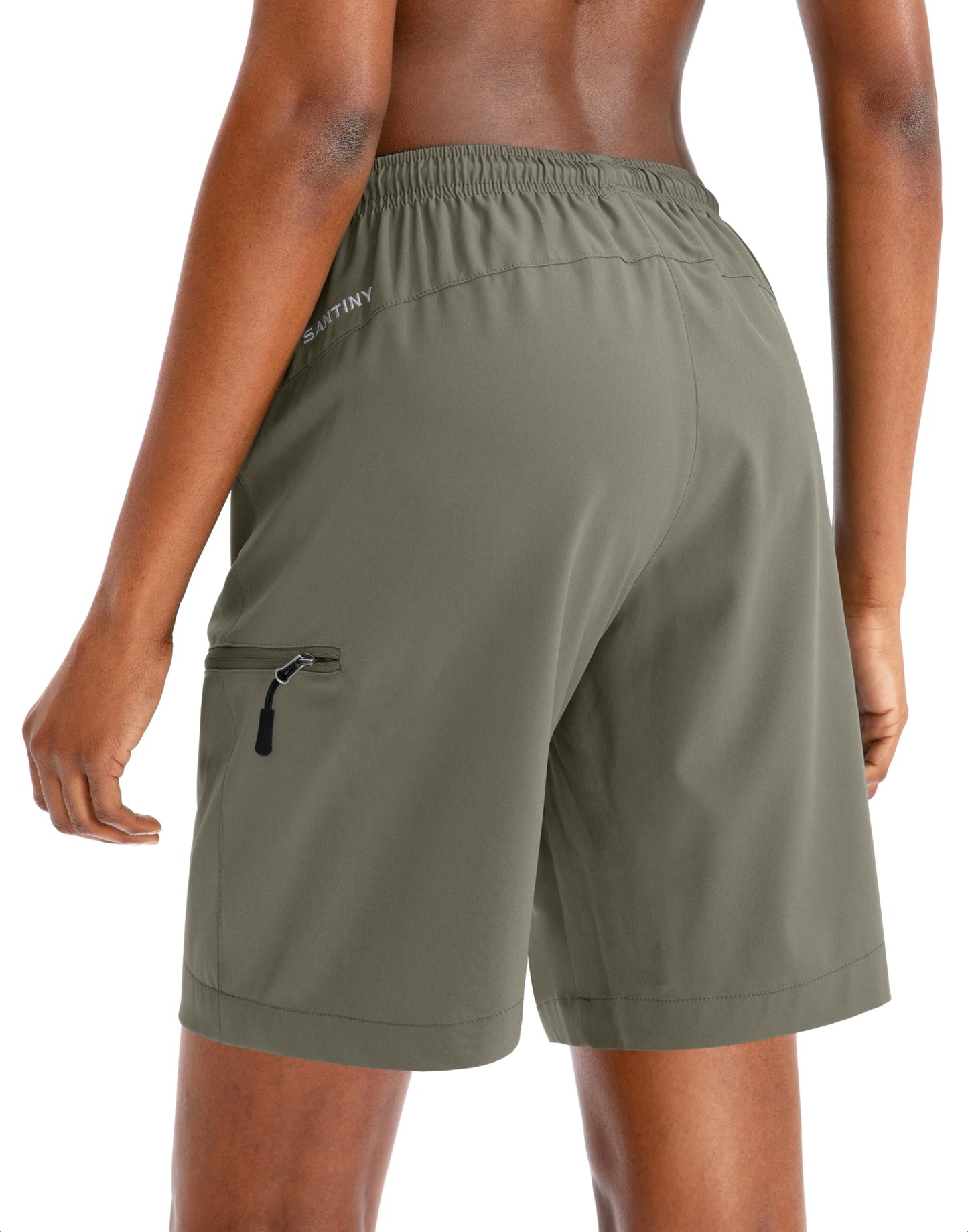 SANTINY Women's 5''/ 7''/9'' Hiking Cargo Shorts Quick Dry Lightweight Summer Shorts for Women Athletic Zipper Pockets(Grey Sage_L)