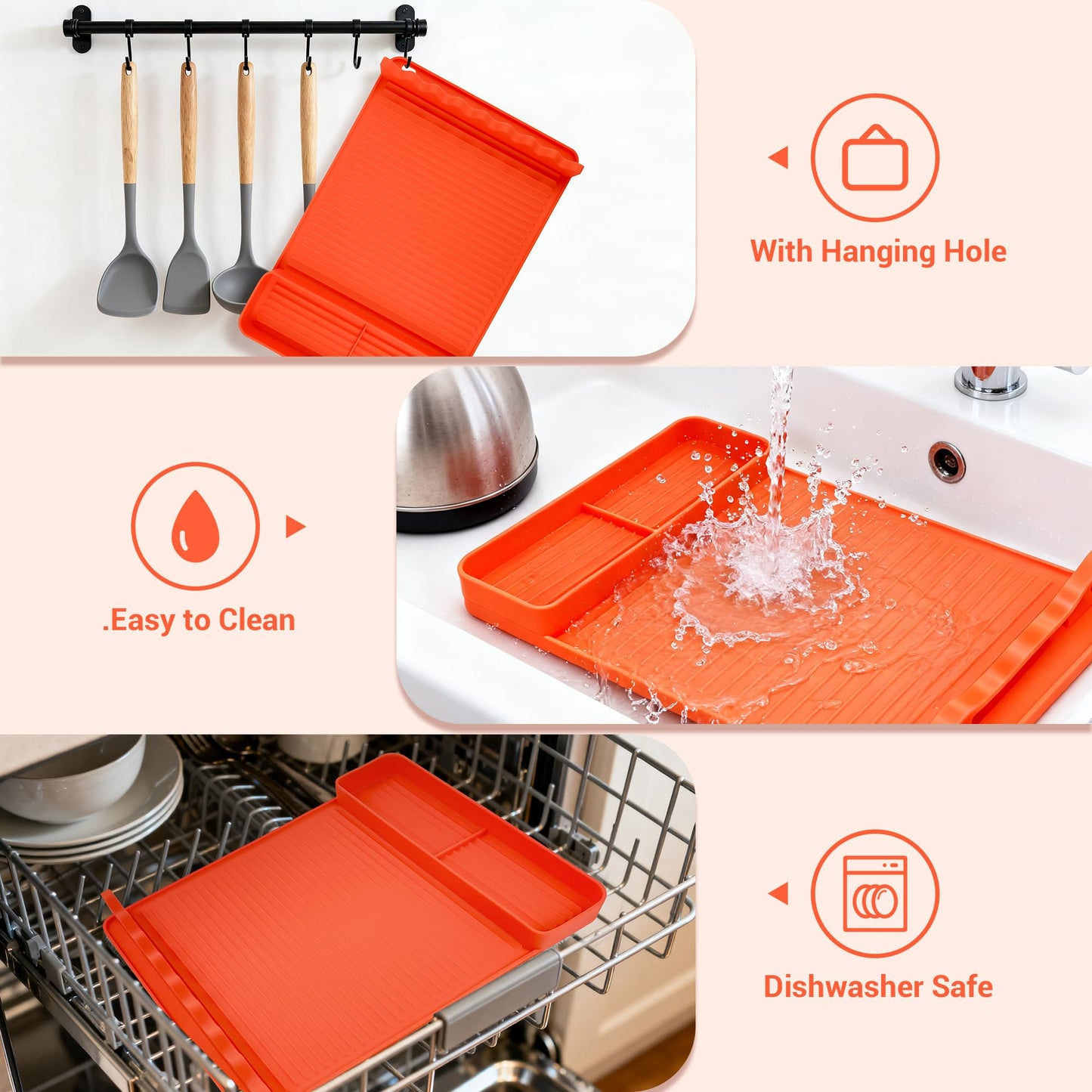 WZGUSXN Heat Resistant Silicone Grill Mat for Blackstone - 2Pack 16x11.5'' Non-Slip BBQ Tool Mat, Outdoor Cooking Camping & Tailgating, for Men Grilling（Orange）