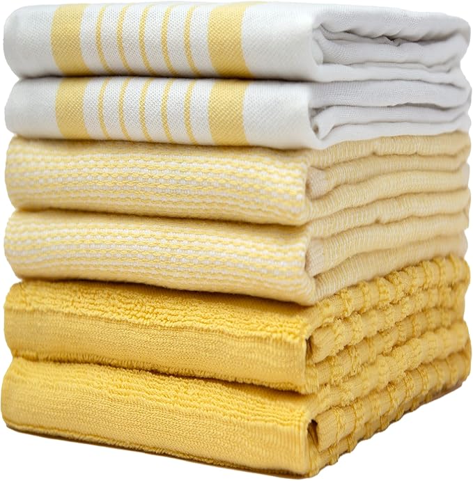 Premium Kitchen Towels | Large Cotton Dish Towels | Flat & Terry Highly