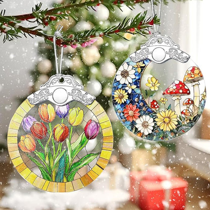 Tulip Flower Ornament – Christmas Decoration & Christmas Ornament; Stained Glass Holiday Decoration (Holiday Present, Bauble Present, Gift Idea, Gift Exchange) | Heirloom Keepsakes