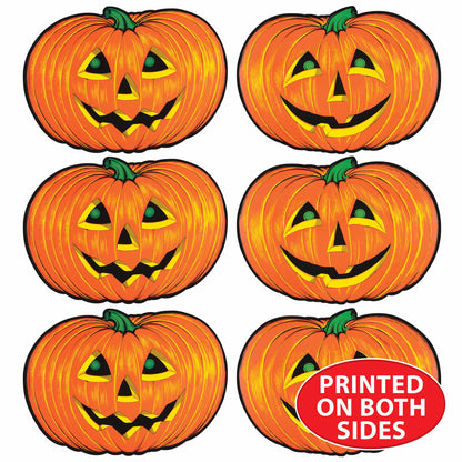 Beistle 6 Piece Paper Jack-O-Lantern Cut Outs, Halloween Party Decorations, Fall Décor, Made In USA Since 1900