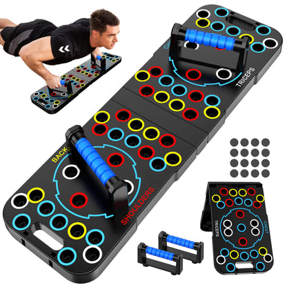 Solid Push Up Board 15 in 1 Home Workout Equipment Multi-Functional Pushup Stands System Fitness Floor Chest Muscle Exercise Professional Equipment Burn Fat Strength Training Arm Men & Women Weights