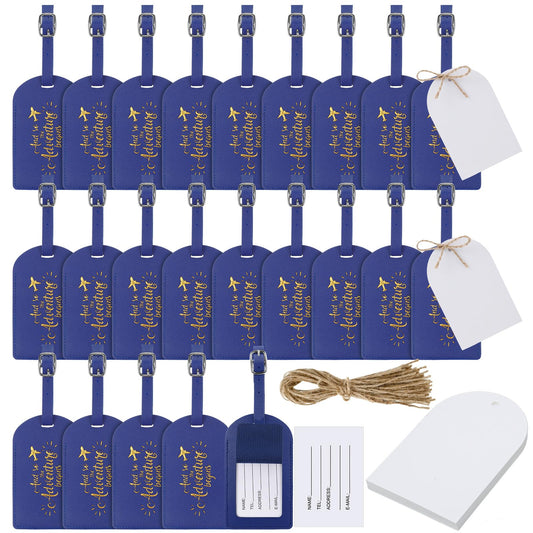 Amylove Bulk Wedding Favors Luggage Tags Gifts, and So the Adventure Begins Luggage Tags for Guests Bridal Gifts, 24 Pack (Royal Blue)