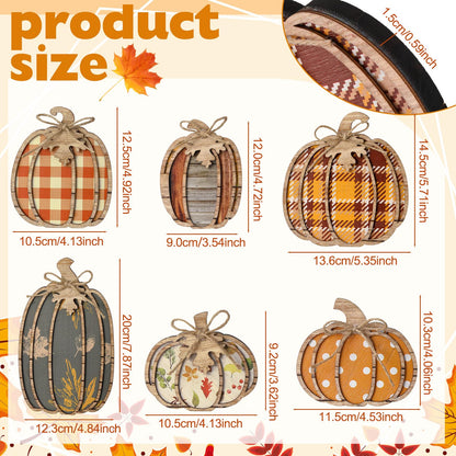 Leinuosen 6 Pcs Fall Pumpkin Decor Fall Decor for Home Pumpkin Wooden Block Sign Autumn Tiered Tray Decorations Thanksgiving Table Centerpieces Decorations for Harvest Party Home Shelf