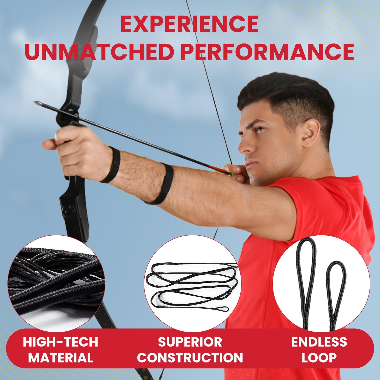 Legend Recurve Bow String - Dacron Bow String Replacement - Traditional Bowstrings - Recurve Bow Archery Accessories - Archery Equipment for Recurve Bows - Bowstring AMO 64 inch - 12 Strands