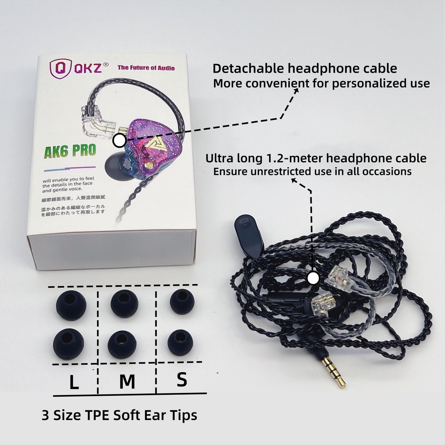 HJX QKZ AK6 Pro Wired IEM for Gaming Earbuds with MIC, in Ear Monitor Headphones, Deep Bass Sound, 1DD 11mm Dynamic Driver, IEM for Music Video Calling (Black)