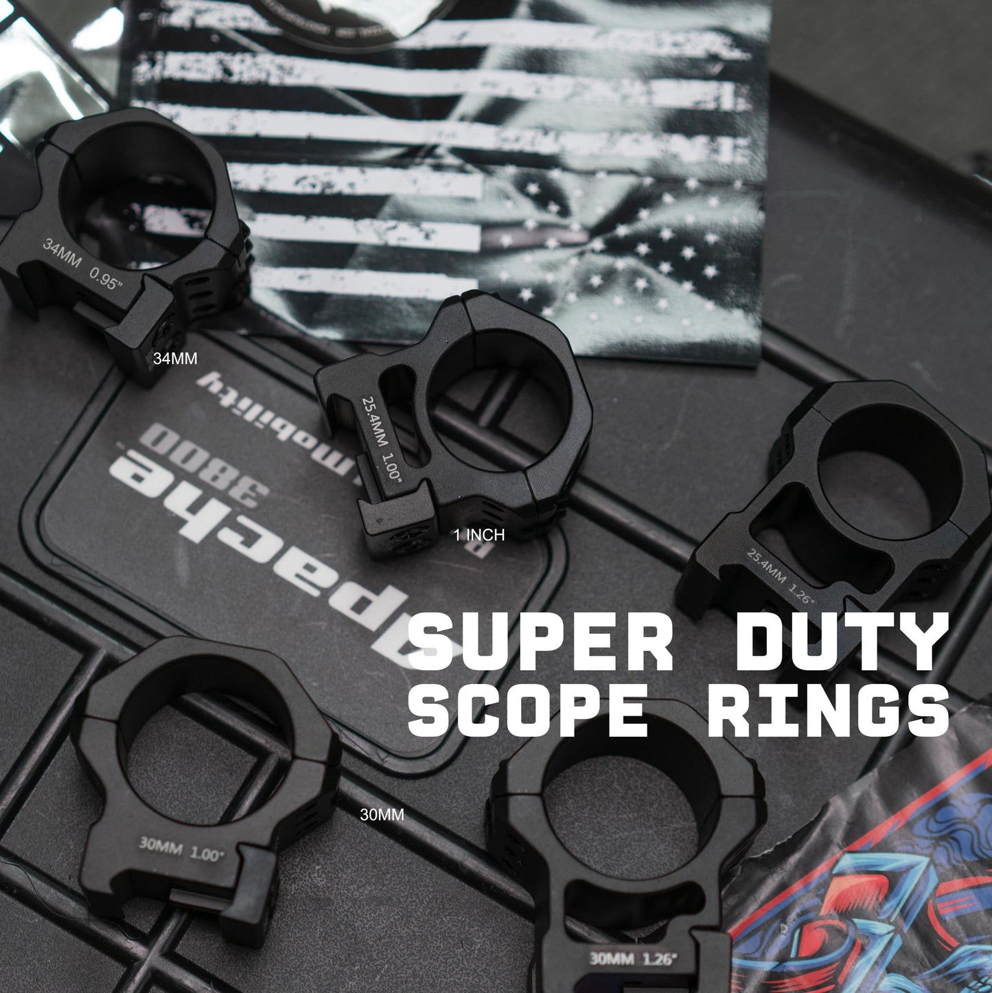 Monstrum Super Duty Scope Rings | 1 inch Diameter | 0.80 inch Center Height