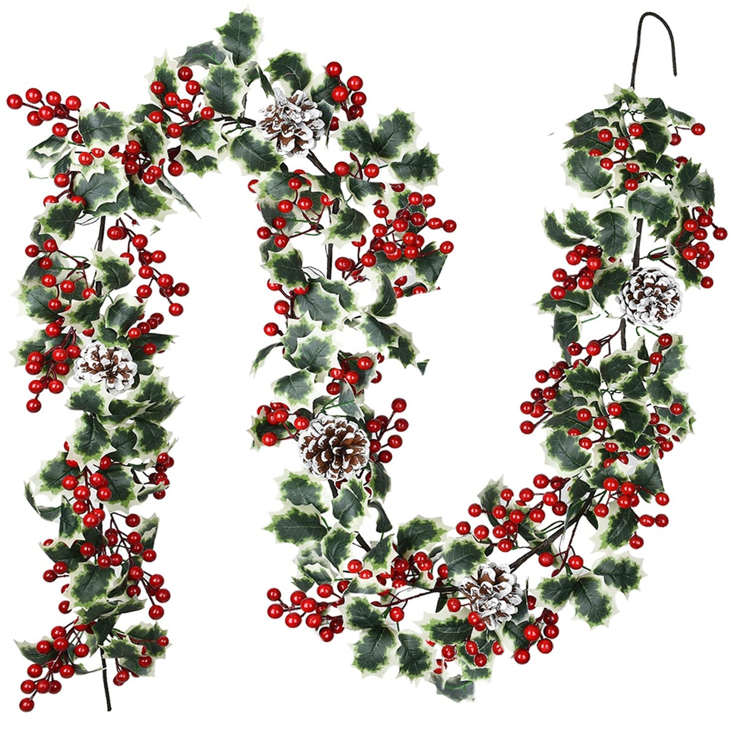DearHouse 6FT Red Berry Christmas Garland with Pine Cone, Artificail Garland Indoor Outdoor Garden Gate Home Decoration for Winter Holiday New Year Decor
