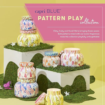 Capri Blue Scented Candles for Women & Men - Pattern Play Travel Tin Small Candles - Soy Wax Blend - Luxury Home Decor with Notes of Orchid, Jasmine, Gardenia & Floral Musk (Aloha Orchid, 8.5 oz)