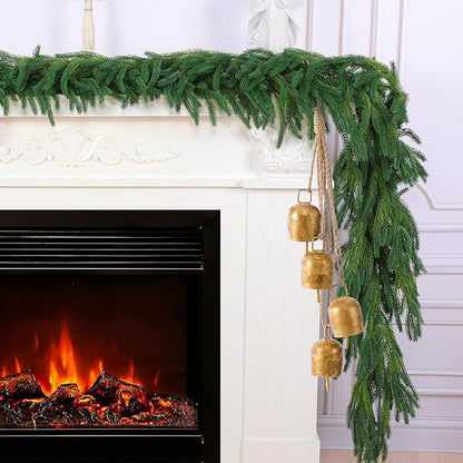 Hananona 4 Pcs 6 Ft Artificial Norfolk Pine Garlands, Realistic Pine Garland, Green Artificial Greenery Garland for Table, Mantle, Wall, Indoor, Outdoor Winter Christmas Decorations (4, 6 FT)