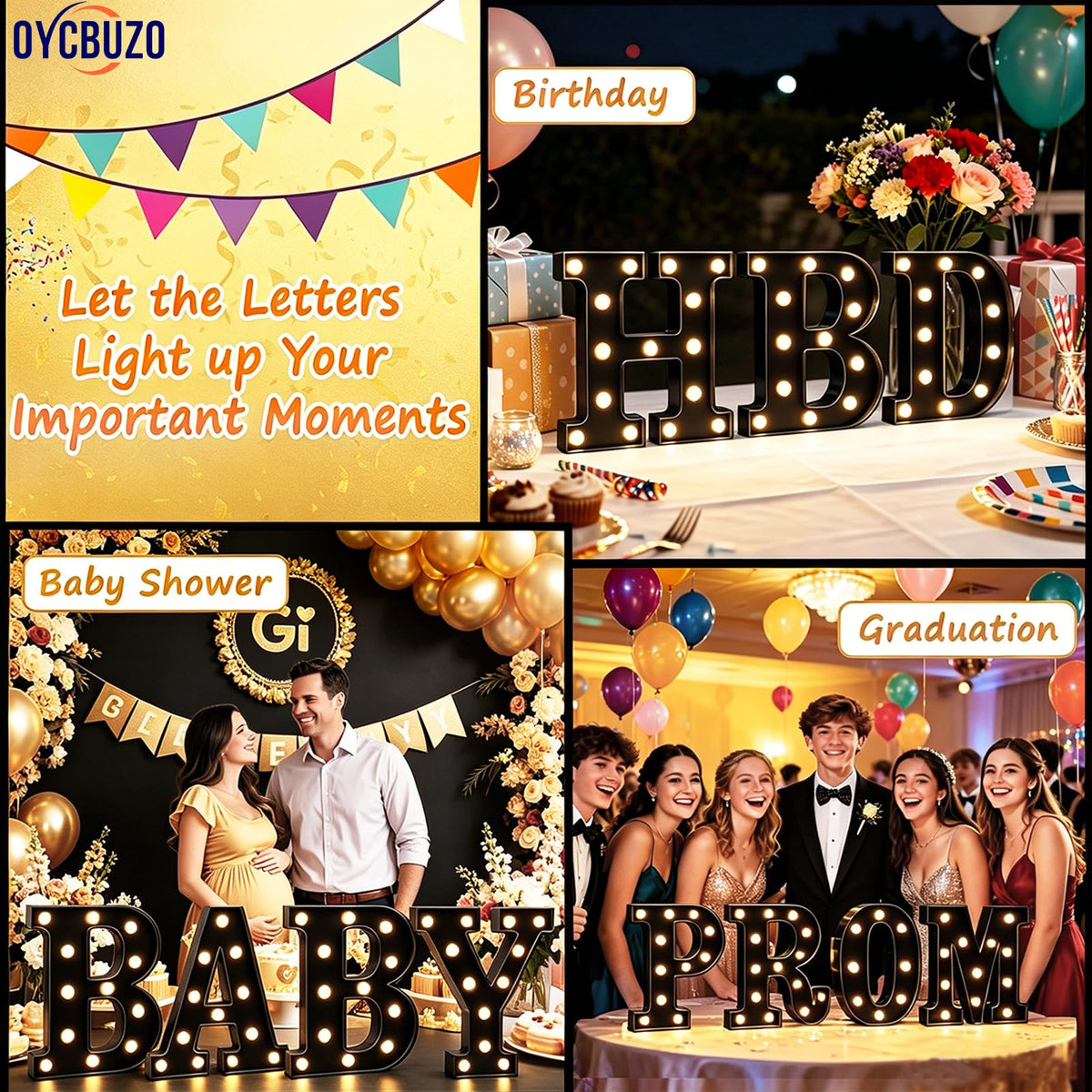 Light Up Black Alphabet Marquee Letters Sign LED Marquee Number Lights Sign for Night Light Home Bar Christmas Lamp Birthday Party Wedding Decoration A