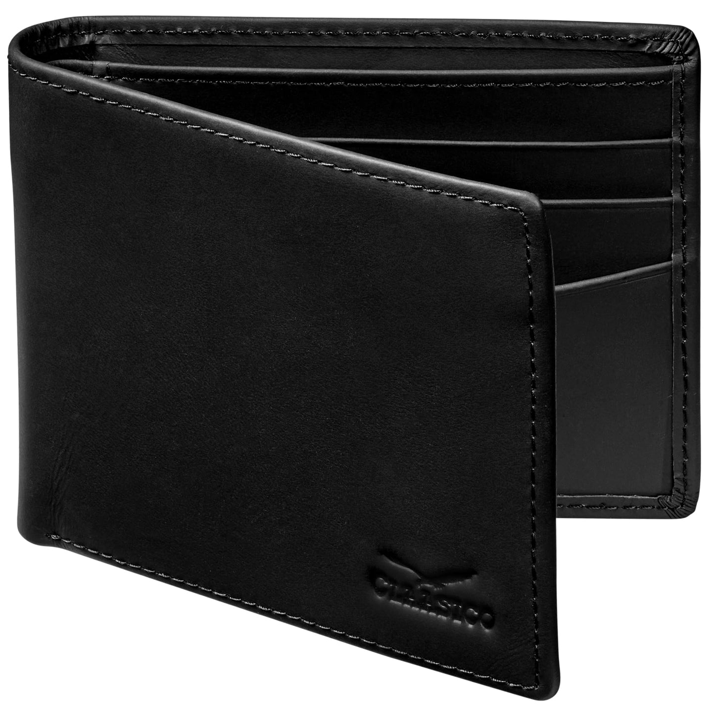 Claasico Mens Leather Bifold Wallet RFID Blocking, Organized Card slots w/ 9 Card Slots & ID Window, Everyday Wallet for Men (3.5 x 4.5), Premium Top Grain Leather, Gift Box Included