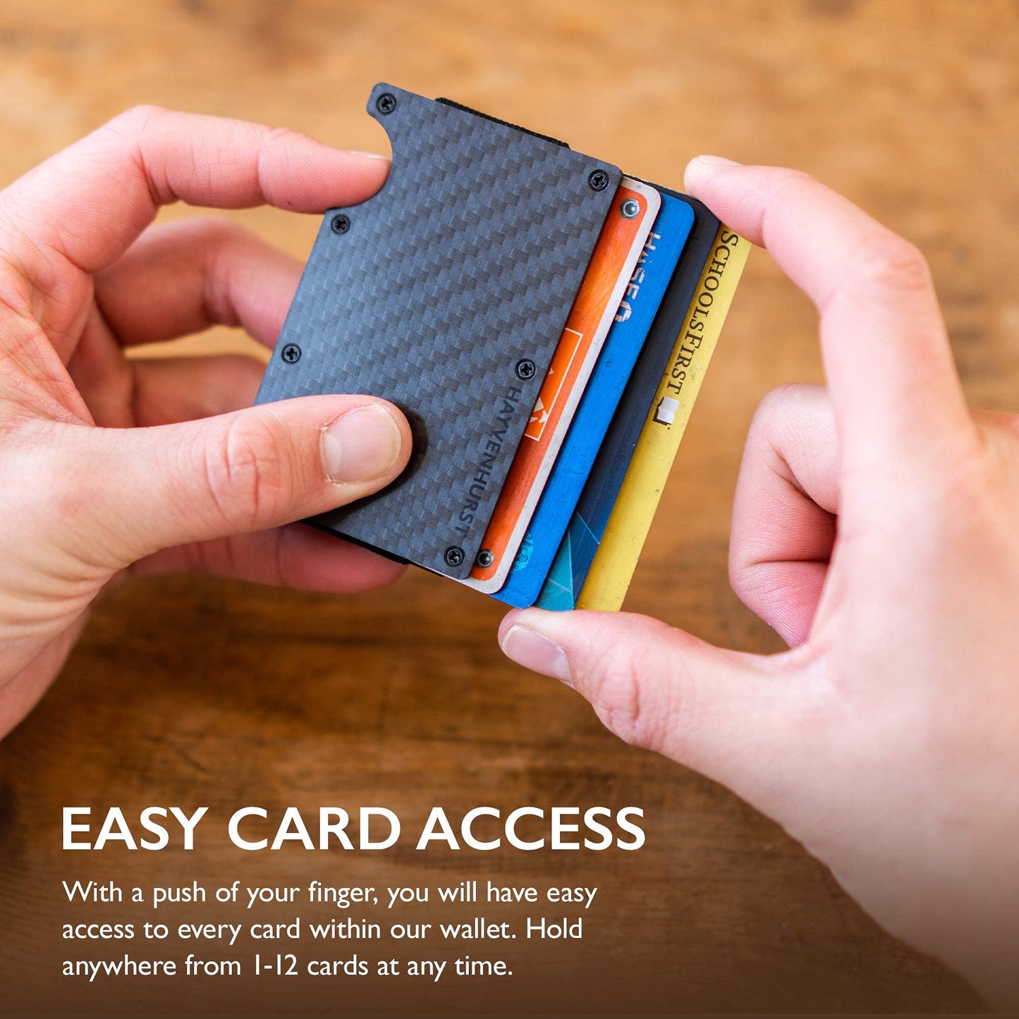 Hayvenhurst Wallet For Men - Reinvented Design Men's Wallet - Slim, Minimalistic & Seamless, Blocks RFID Scanners with a Money Clip (Carbon Fiber)