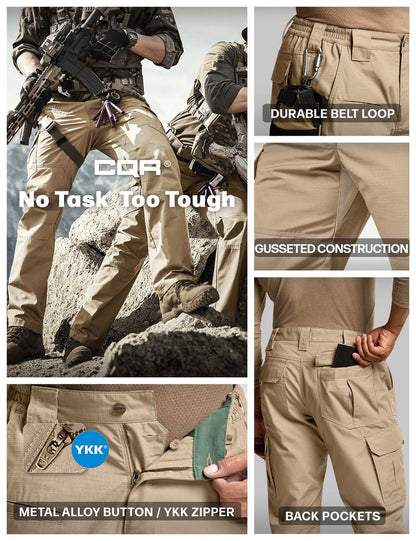 CQR Men's Tactical Pants, Water Resistant Ripstop Cargo Pants, Lightweight EDC Work Hiking Pants, Outdoor Apparel, Raider Khaki, 36W x 36L