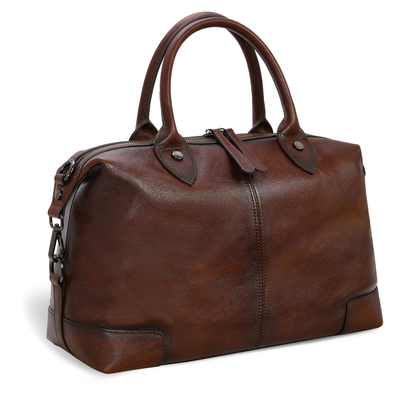 HESHE Genuine Leather Satchel Tote Bag for Women Leather Purse Large Capacity Top Handle Handbag Designer Shoulder Bags Vintage Cross Body Doctor Bag (Coffee)