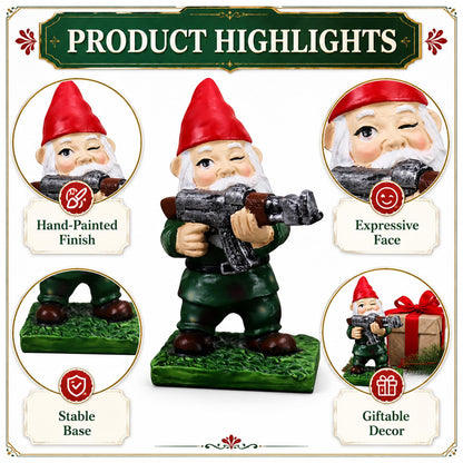 nezababy Military Garden Gnomes with Guns Funny Army Gnomes Outdoor Statues Naughty Desktop Indoor Outdoor Lawn Yard Decorations (F)