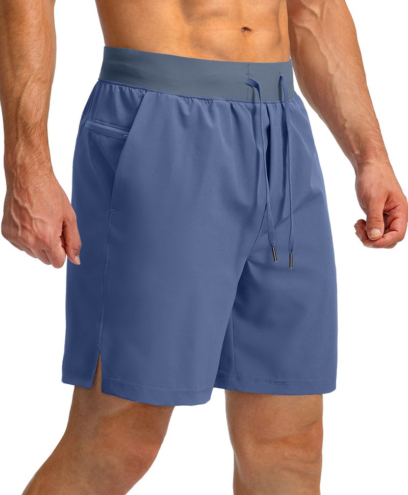 Soothfeel Men's Running Shorts with Zipper Pockets 7 Inch Lightweight Quick Dry Gym Athletic Workout Shorts for Men (Blue, XL)