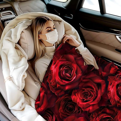 Throw Blanket, Valentine's Rose Blanket Floral Throw Blankets for Bed Kids Adults, Lightweight Cozy Blanket for Living Room, Bedroom 50"x60"