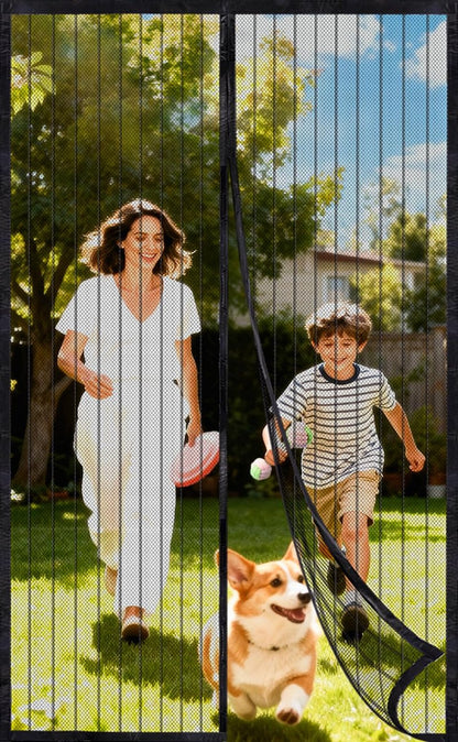 CLOPOMIC Magnetic Screen Door 36x80 Inch, Heavy Duty Door Screen Mesh with Magnetic Closure, Easy Install Hands-Free Screen for Sliding & Front Door, Pet & Kid Friendly, Keep Bugs Out