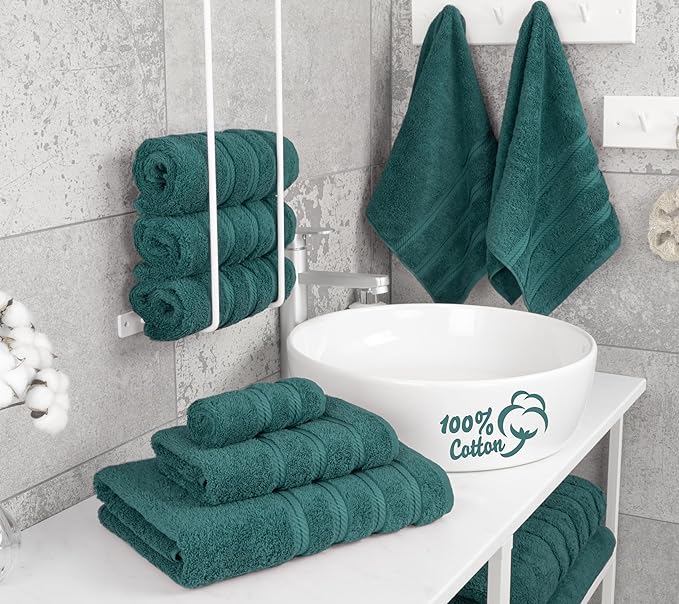 American Soft Linen Luxury 6 Piece Towel Set, 2 Bath Towels 2 Hand Towel 2