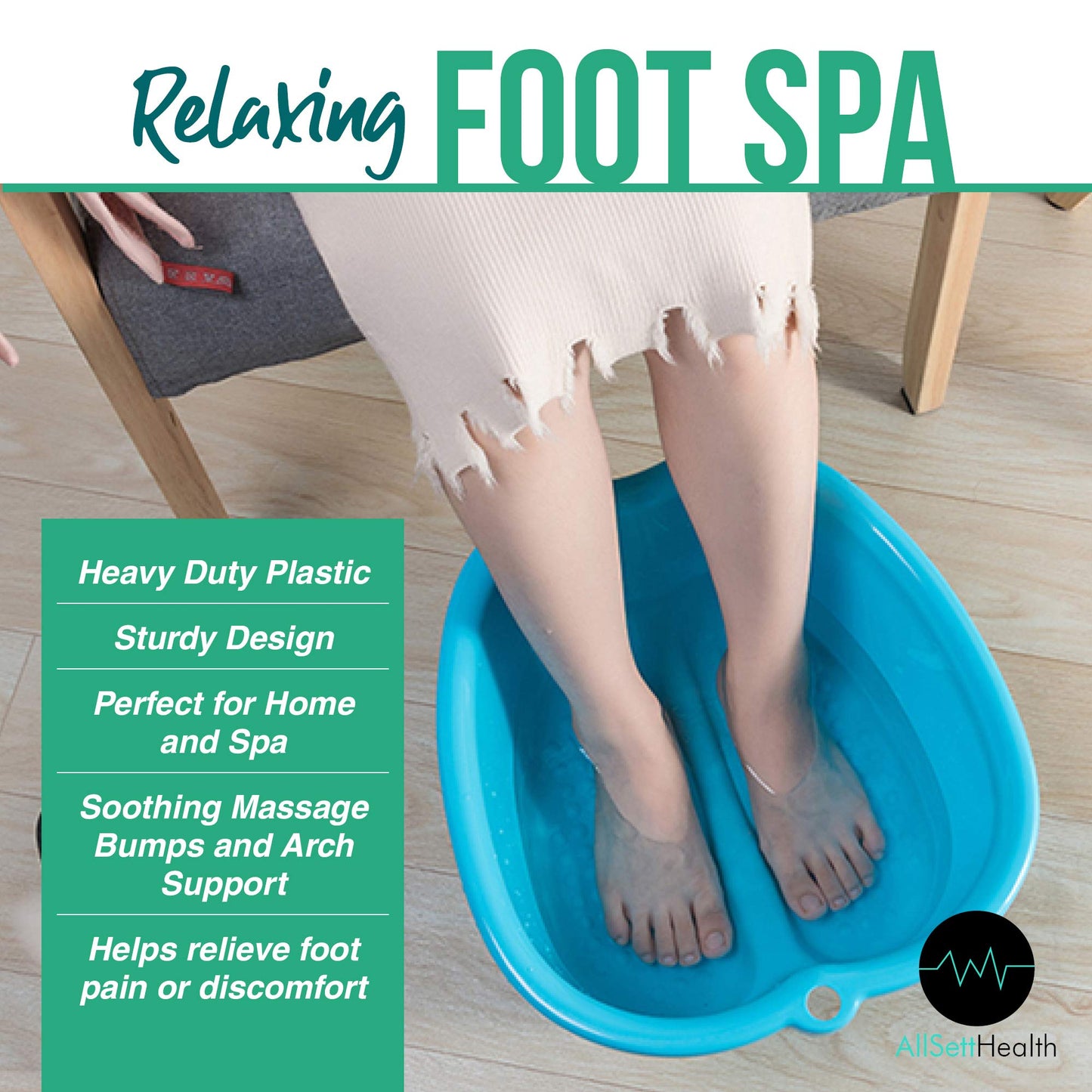 Foot Soaking Bath Basin – Large Size for Soaking Feet | Pedicure and Massager Tub for at Home Spa Treatment | Callus, Fungus, Dead Skin Remover, Blue