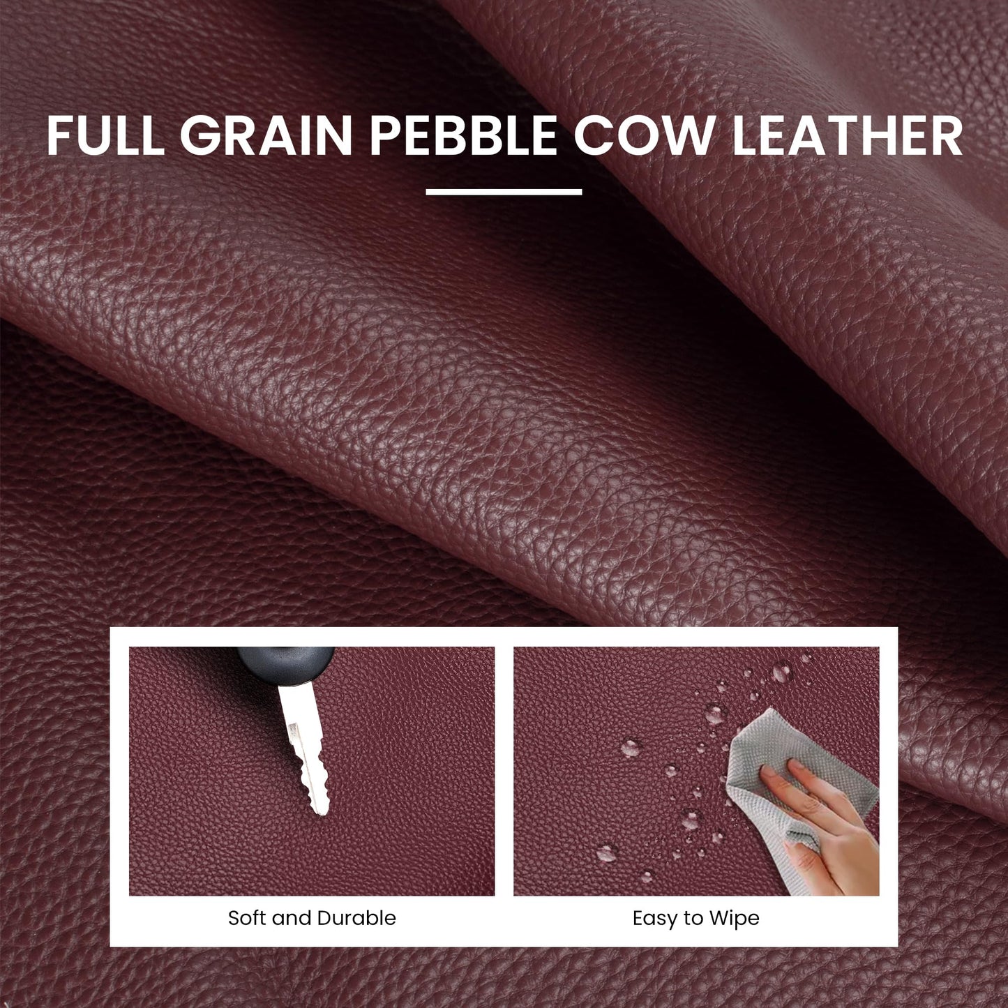befen Genuine Leather Slouchy Hobo Purses for Women, Casual Hobo Bags Real Top Grain Leather Tote Handbags Women's Burgundy Shoulder Satchel for Shopping, Outing, Travel