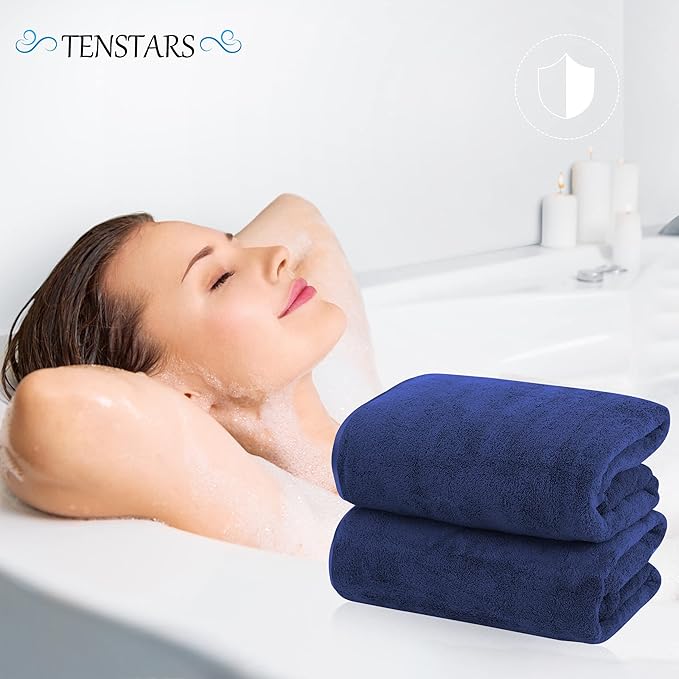 TENSTARS Silk Hemming Bath Towels