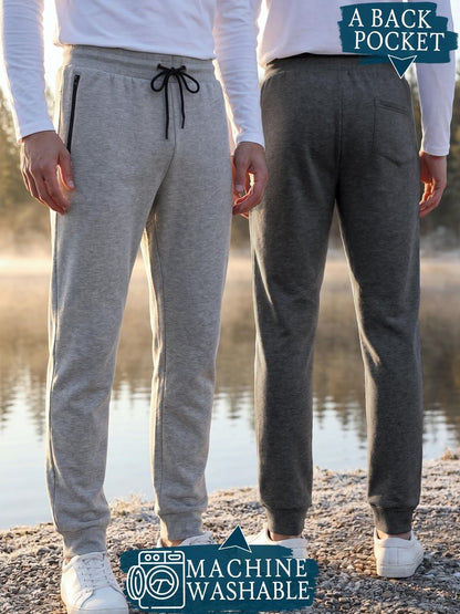Loofure Sweatpants for Men Fleece 3 Pack Joggers Gym Workout Athletic Track Mens Sweat Pants Cotton with Zipper Pockets