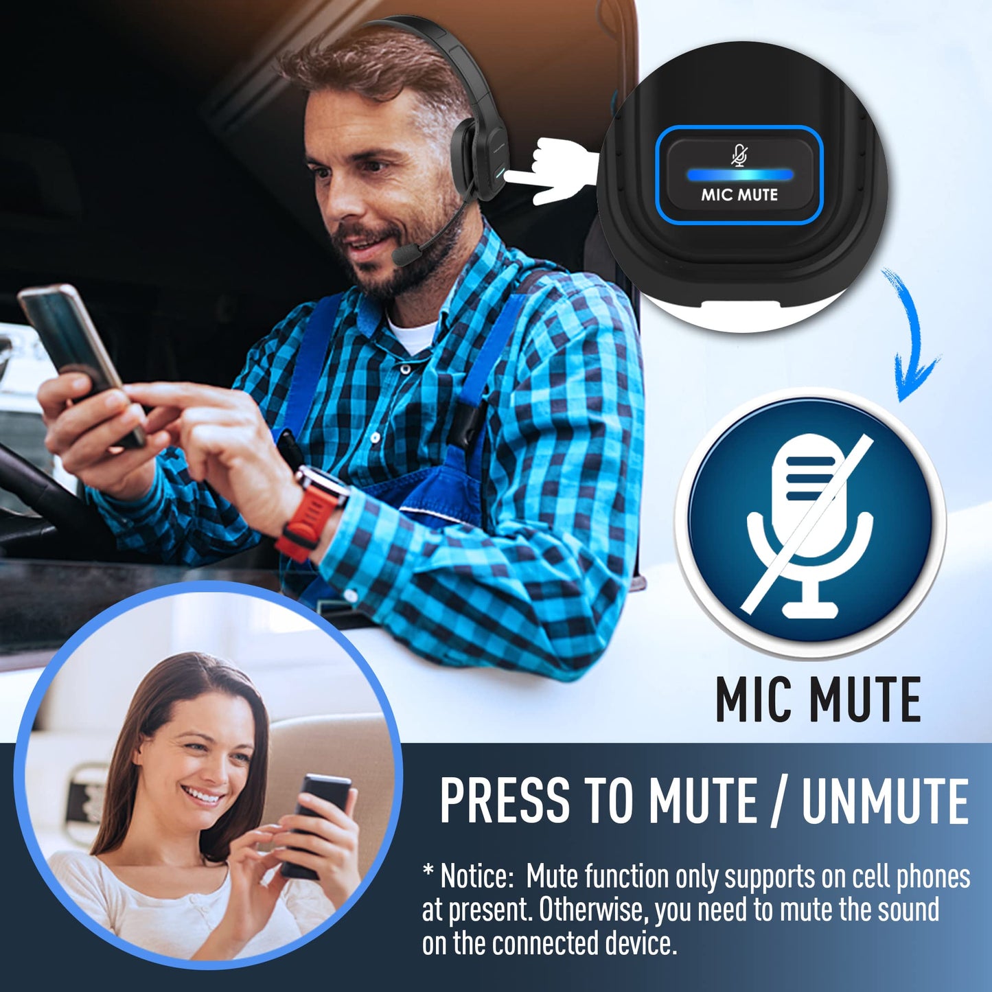 VELKPRO Wireless Headset with Microphone - Single-Ear Noise-Isolating Headphone for Call Centers and Home Office
