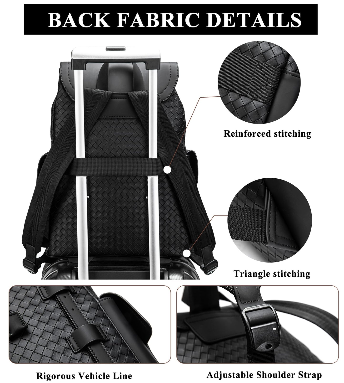 KingTo Laptop Backpack for Men Luxury Anti-Theft Travel Backpack Casual Business Waterproofing Computer Bag (A-woven black-1)