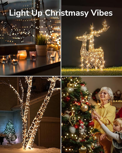 Christmas Lights, 200 LED 76FT Christmas Tree Lights, 2024 Upgraded Twinkle LED String Lights with 8 Modes for Indoor/Outdoor Xmas Tree Decorations, Bubble LED Warm White, Adapter Included