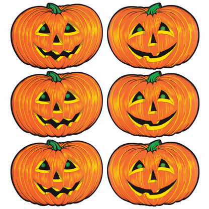 Beistle 6 Piece Paper Jack-O-Lantern Cut Outs, Halloween Party Decorations, Fall Décor, Made In USA Since 1900