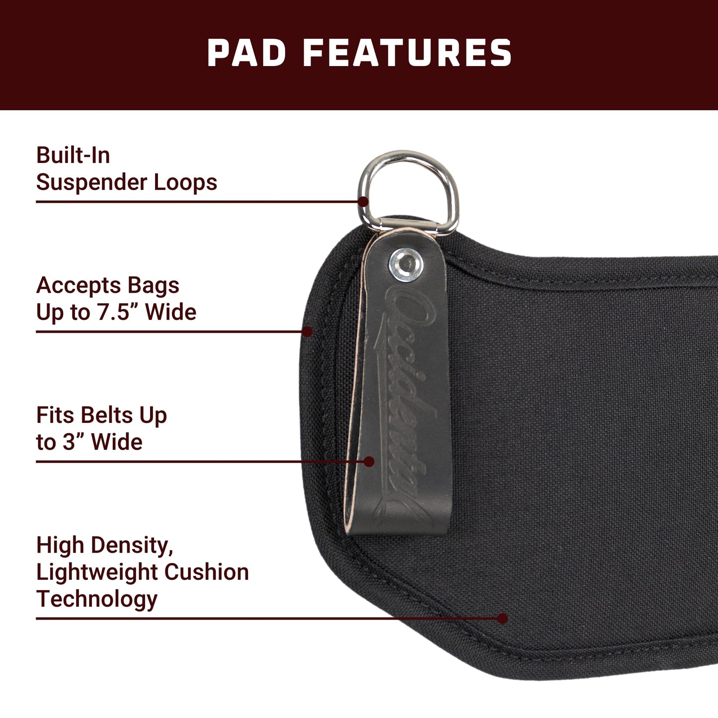 Occidental Leather Hip Buddies, Black - Accepts Any Bag Up to 7.5" Wide - Made in USA