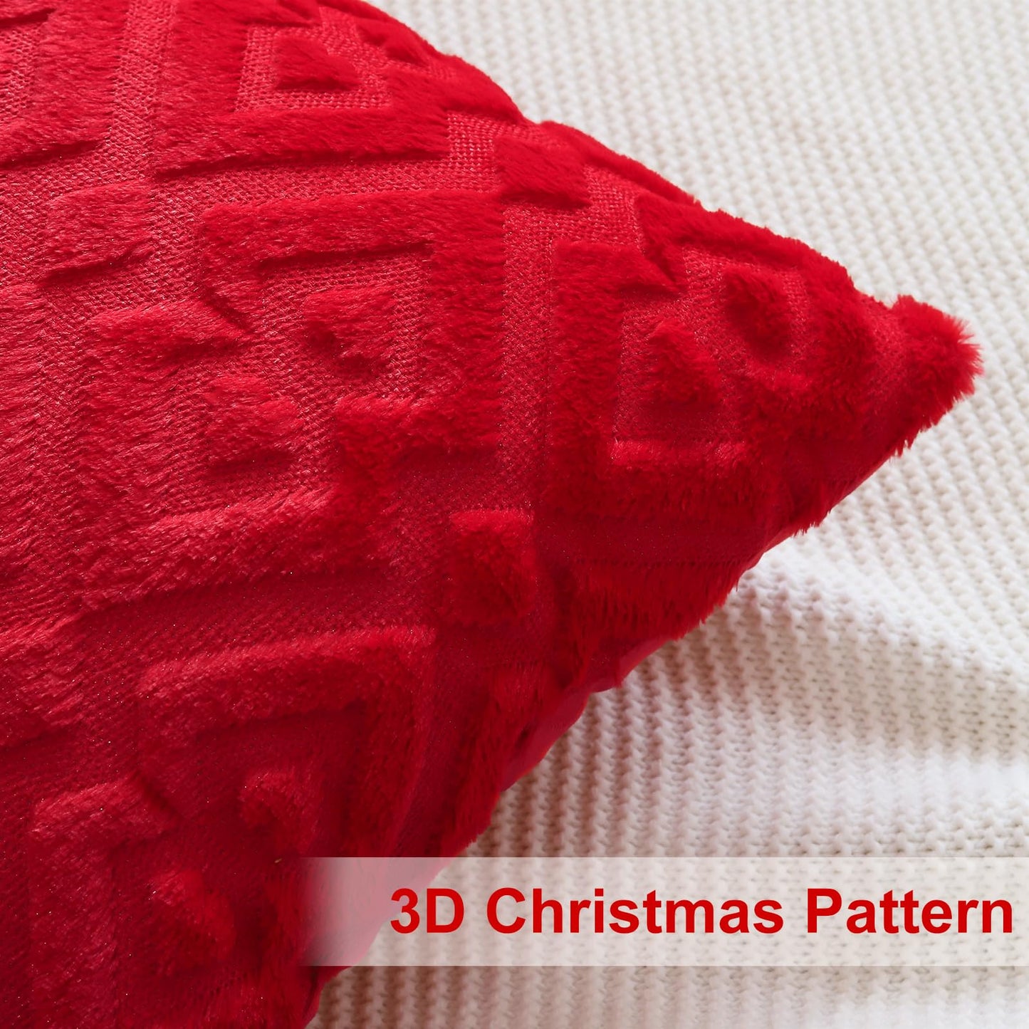 Artscope Pack of 2 Soft Plush Short Wool Velvet Decorative Throw Pillow Covers Luxury Style Cushion Covers Christmas Pillow Shell for Sofa Bedroom Diamond Shape Red, 16x24 Inch